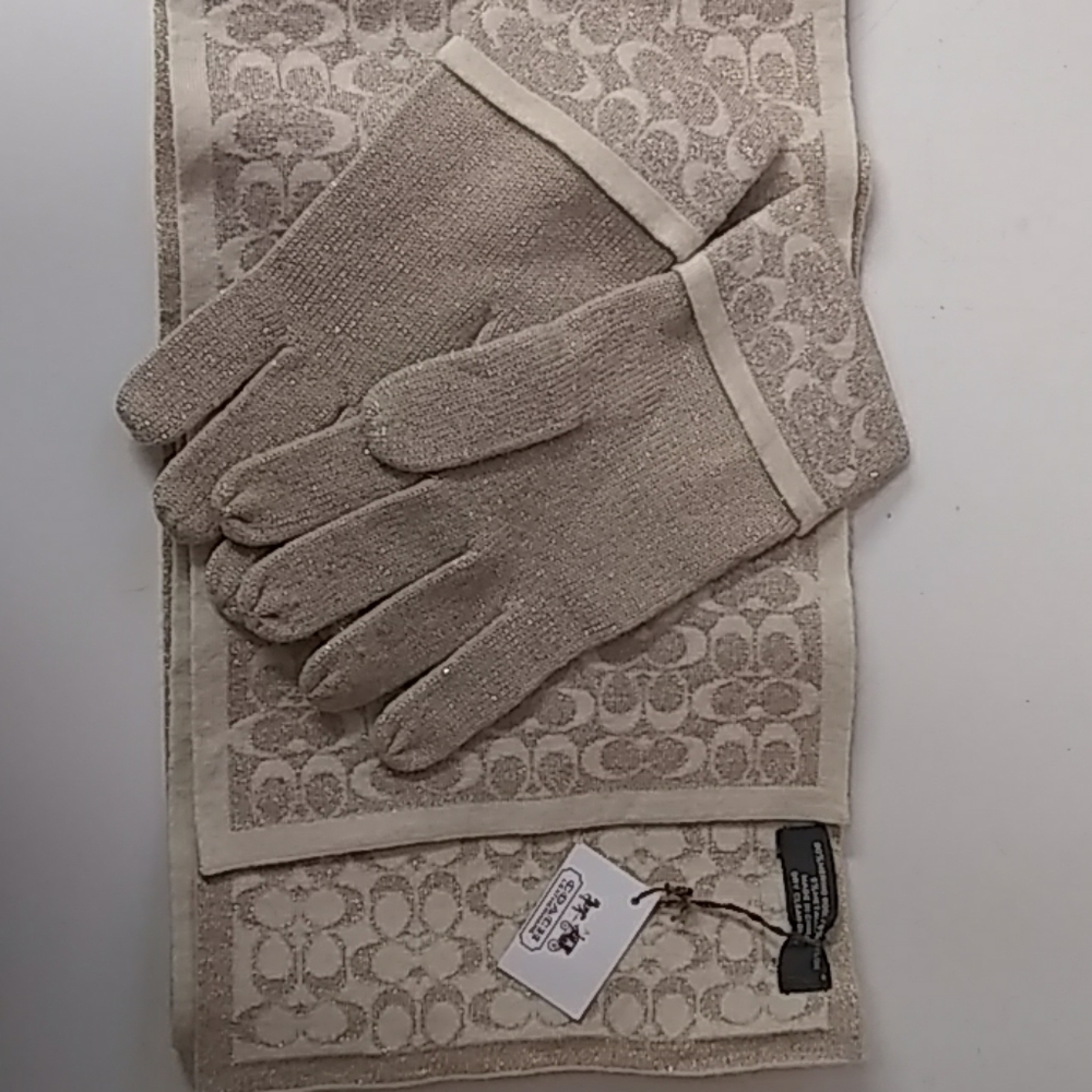 Coach gloves and coach scarf package